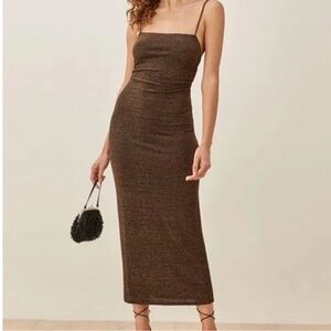 Reformation Brown Sparkly Dress